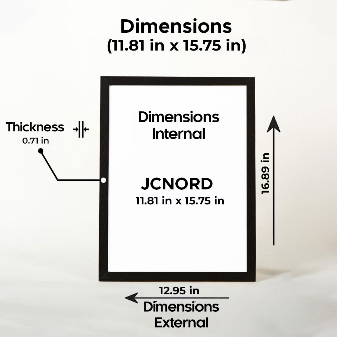 JCNORD Black MDF Wooden Picture Frame 12x16 inches (30x40 cm) with Shatterproof Acrylic Glass, 30 x 40 cm - Image 2