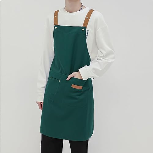 Miniatura 9 de MXY Delantal para mujeres y hombres, lona de cera ajustable, 5 bolsillos para herramientas, delantal de trabajo para tareas domésticas, cocina,