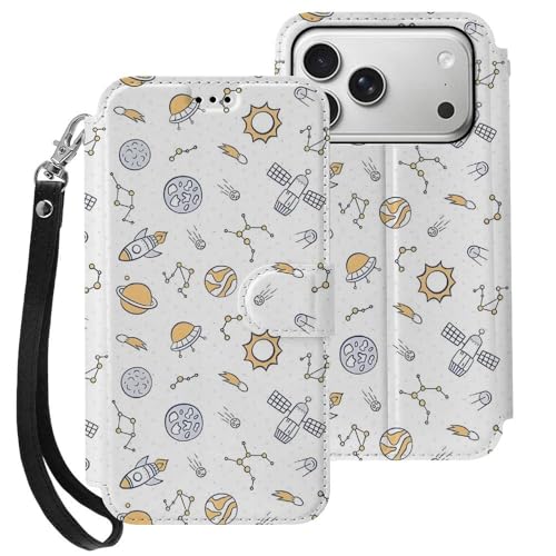 iphone 17用 ケース ロケット 惑星 エイリアン 宇宙船流星 手帳型 と互換性のある カード収納 いphone17用 カバー 手帳型 Puレザー 横置きスタンド機能 折りたたみ スマホケース スタンド付き アイフォン 17用 ケース 内蔵マグネット