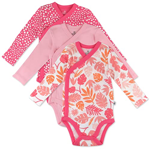 Image of HonestBaby Baby 3-Pack Organic Cotton Long Sleeve Side-snap Kimono Bodysuits