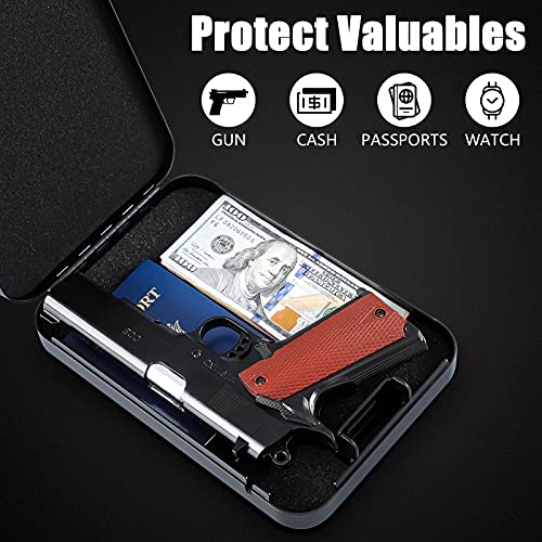 Dalmbox Car Gun Safe For Pistols Small Handgun Lock Box With Key Lock Portable Travel Pistol Safe For Car, Home, Travel (9.4" X 6.4" X 1.8") #TOP3