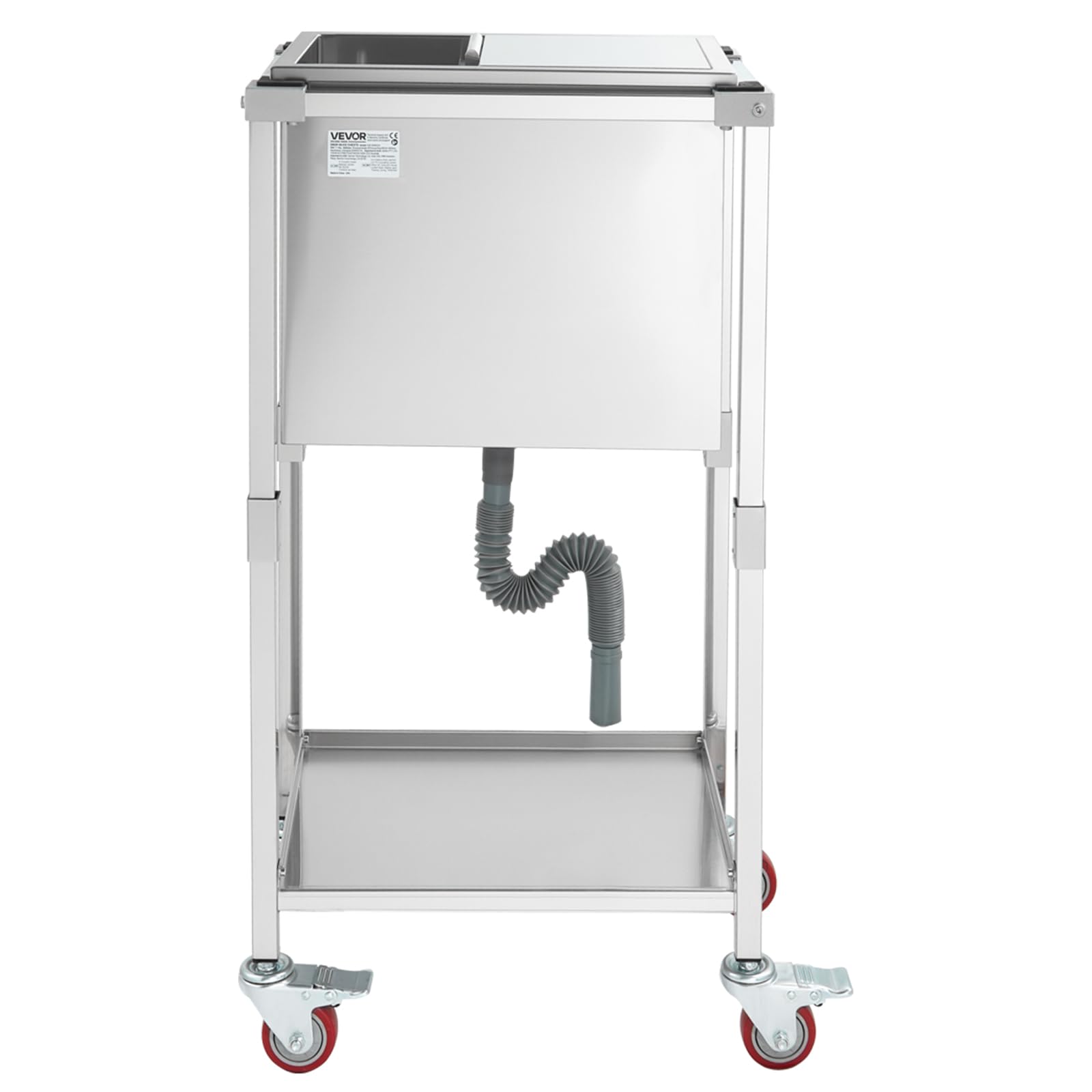 VEVOR Carrello Frigo con Ruote, 510 x 360 x 970 mm, Contenitore per Ghiaccio in Acciaio Inox su Ruote, Carrello Frigo da Esterno da 28 Litri con Ripiano, per Patio, Cortile, Bar per Feste