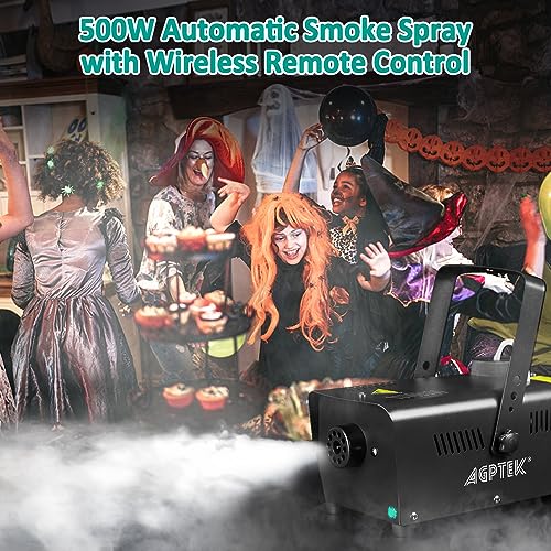 Image of AGPTEK Fog Machine, 500W 2000CFM Smoke Machine, Auto Mode,Wireless Remote | Automatic Spray, Halloween Christmas Wedding, DJ Stage Show Party, Portable, Fast Heat-up, Fogger, Event Atmosphere