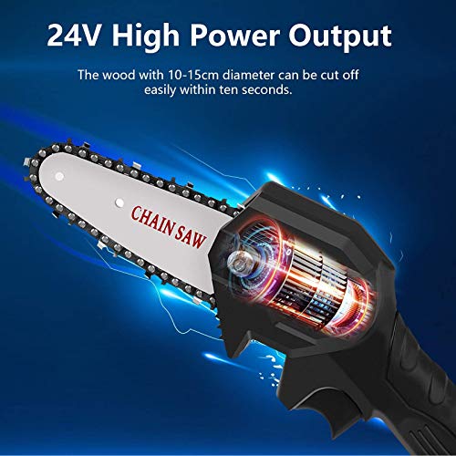Mini Chainsaw Cordless Power Chain Saws, 4-Inch Portable 24V Electric Chainsaw, Pruning Shears Chainsaw for Courtyard Tree Branch Wood Cutting
