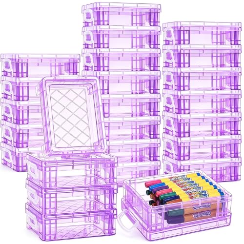 Image of Suzile 25 Pcs Plastic Crayon Boxes Bulk,Purple