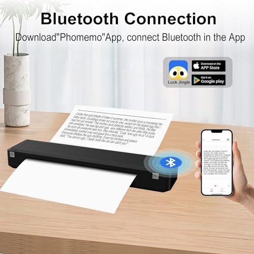 Image of Portable Printers Wireless for Travel - 300 DPI Bluetooth Thermal Printer Support 8.5x11 US Letter & A4 Regular Copy Paper, Inkless Printer Compatible with Mobile & Laptop for Home Office