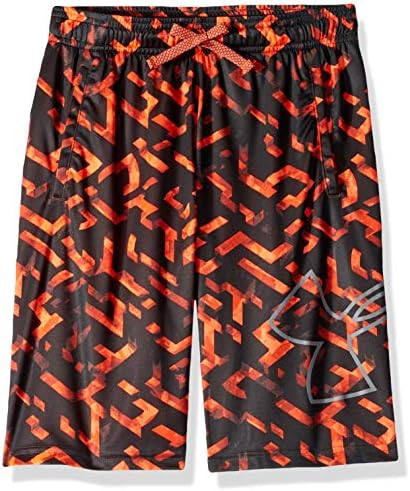 Under Armour Boys' Renegade 2.0 Printed Shorts , Orange Glitch (882)/Mod Gray , Youth Large