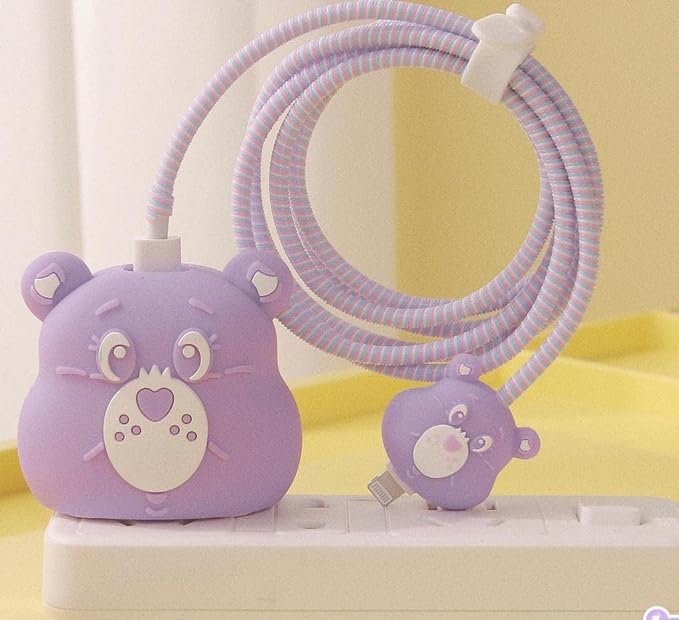 FACTOTECH Cute Cartoon Fast Charger Protector/Protective Charger Case for iPhone 18W 20W iPhone 14 13 12 11 Pro Max Charging Cable Charger Protective Cover Data Cable Protective Sleeve-Purple Bear (B0CW92475S) Amazon Price History, Amazon Price Tracker