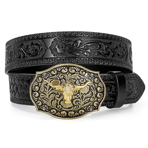 Ceinture Western homme avec boucle taureau Longhorn large