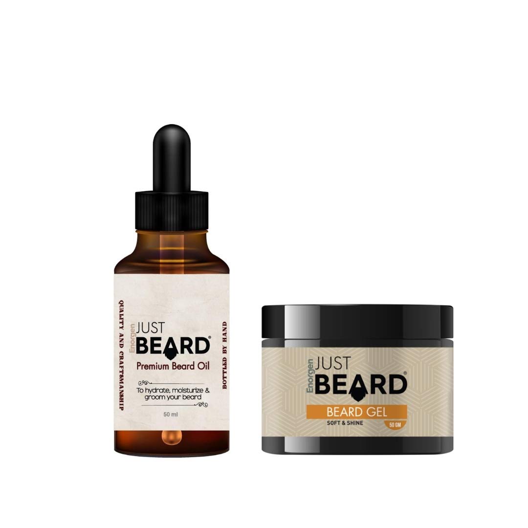 Enorgen Just Beard Ayurvedic Beard Care Combo | Beard Growth and Conditioner (Beard Growth Oil, 30 ml and Beard Gel,50 g)