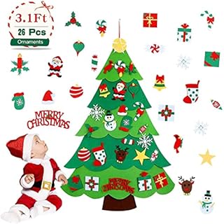 Aitsite DIY Felt Christmas Tree, 3.1ft Non-woven Xmas Tree for Kids Toddlers wtih 28Pcs Ornaments, Christmas Decorations for Home Wall Door Window