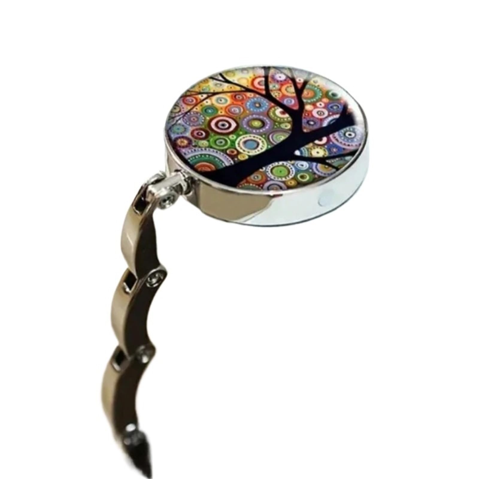 GHHZML Handbag Hooks for Tables Foldable Bag Hook Happiness Tree Pattern Travel Portable Hooks Table Edge Hanging Storage Hanger Key Ring Rack(Color1)