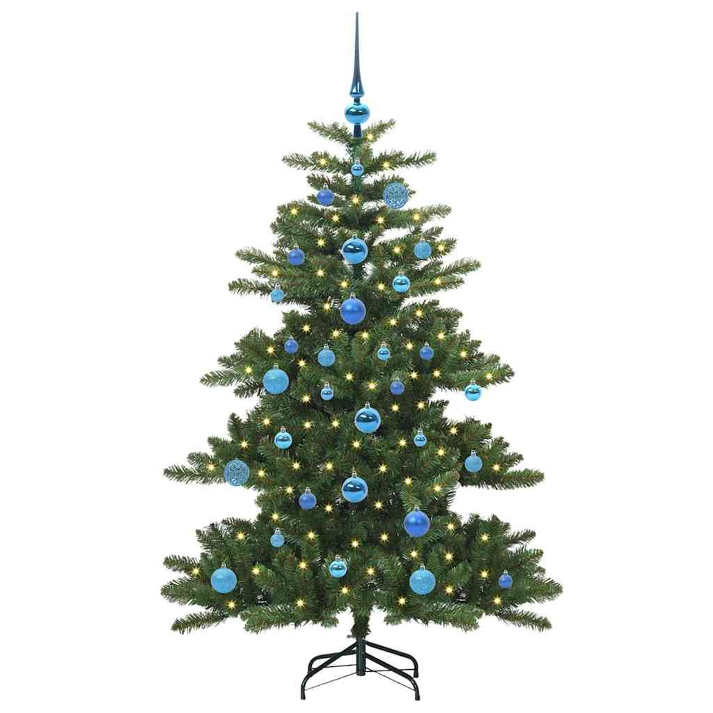 Künstlicher Klappbarer Weihnachtsbaum Grün 150 cm, PVC und Stahl, mit 150 warmweißen LEDs, ideal für Festliche Innenbereich Dekoration