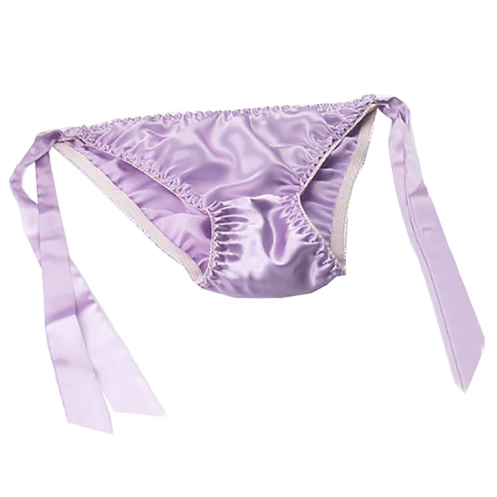 Lsharon Silk Women's Light Purple Sexy 100% Mulberry Silk Thong Lingerie G-String Underwear Panties (Light Purple)