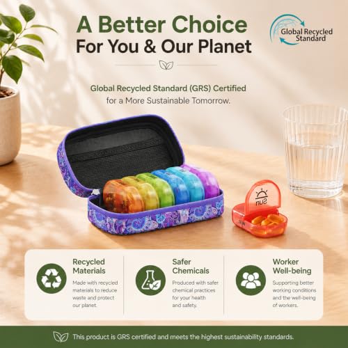 Image of Serfeymi Weekly Travel Pill Organizer 2 Times a Day AM PM Rainbow Pill Box