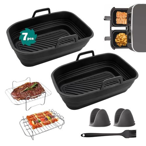 Preisvergleich Produktbild Heißluftfritteuse Zubehör, 7PC Zubehör Heißluftfritteuse, für Ninja Heißluftfritteuse Zubehör Ninja Foodi AF400EU AF300EU Airfryer Zubehör COSORI 7.5-9.5L Anderen Dual Zone Heißluftfritteuse Zubehör