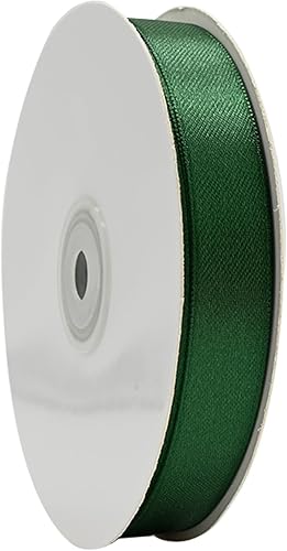 Miniatura 3 de Simplegoal Cinta de satén verde bosque de doble cara de 1 pulgada x 50 yardas, cintas de poliéster verde bosque para envolver regalos, cinta de tela