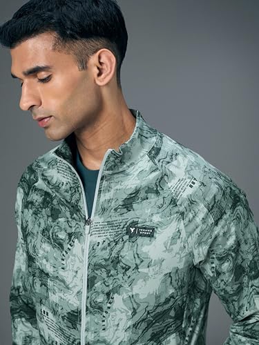 Image of TECHNOSPORT Men's Slim Fit All Over Print High Neck Jacket With TS-Flexi for Gym, Training, Winterwear