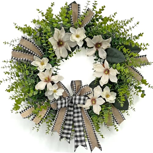 ARTINCRAFIO 24 Inch Artificial Magnolia Wreath for...