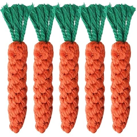 2ME 5 PCS Carrot Dog Rope Toys for Dogs, Durable Chew Toys for Aggressive Chewers, Entertainment & Interaction, Teeth Cleaning and Chewing, All-Cotton Cover