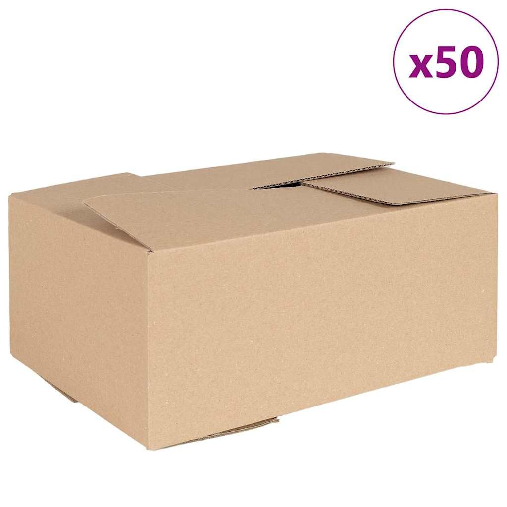 Faltbox aus Pappe natur 35 x 24 x 15 cm, 50 Stück faltbare Aufbewahrungsbox mit modernem Design, platzsparend zusammenklappbar, ideal für saisonale Deko und Büroorganisation,