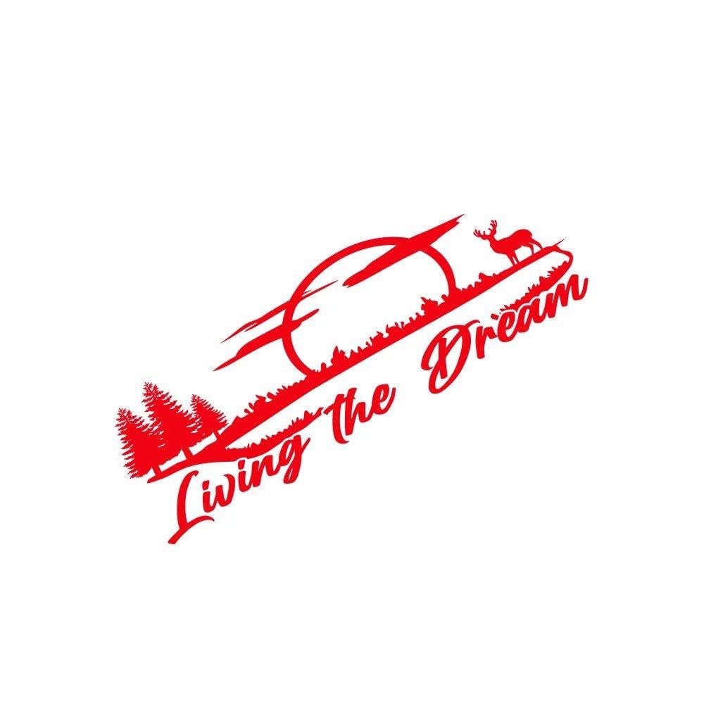 Dabhuoc Glossy Red Van Camper Graphics Living The Dream Moon Decor Decals Vinyl Cover Accessories(Glossy Red)