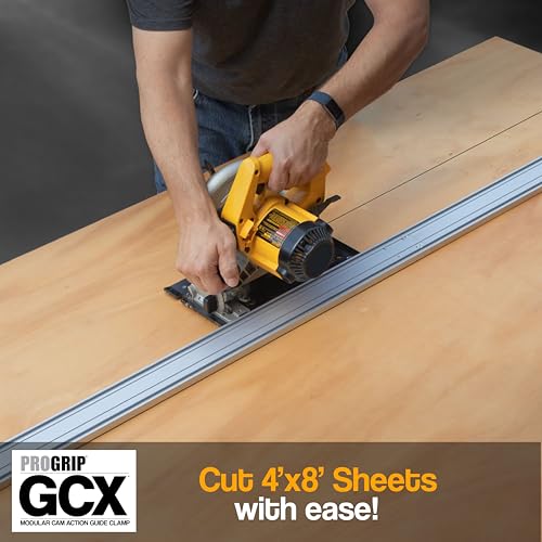 Image of ProGrip GCX 100 inch Straight Edge Clamp for Circular Saw - Precision Saw Guide for Accurate Crosscuts & Rip Cuts - Extendable Aluminum Guide Rail for Woodworking & DIY Projects