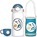 FJbottle Niños 600ml Botella de Agua Acero Inoxidable, Sin Fugas, sin bpa botella termica con Pajita, Reutilizable para colegio