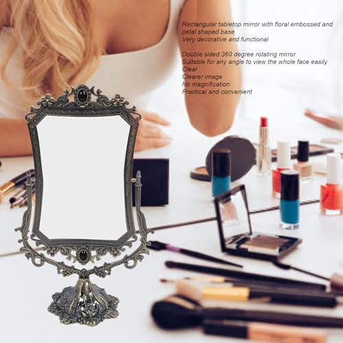Espejo de Maquillaje Vintage Doble Cara Giratorio Cuadrado miniatura 2