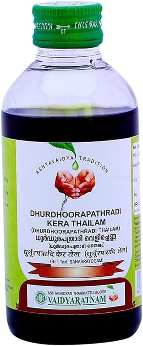 Generic Vaidyaratnam Dhurdhoorapathradi Kera Thailam (Oil) (200ml) - by pharmacylife, Brown