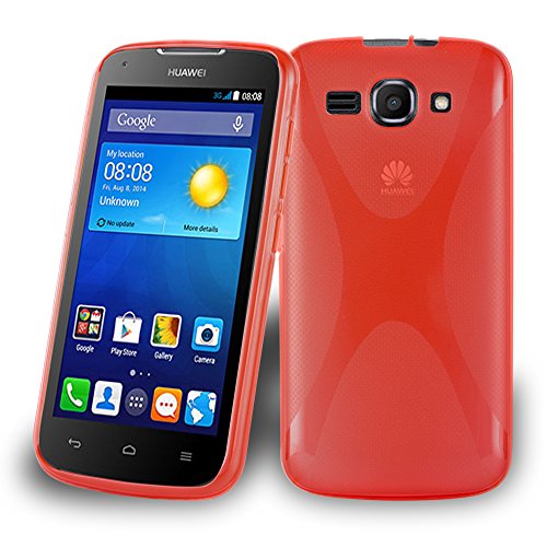 Cadorabo Custodia per Huawei ASCEND Y520 in ROSSO CREMISI - Morbida Cover Protettiva Sottile di Silicone TPU con Bordo Protezione - Ultra Slim Case Antiurto Gel Back Bumper Guscio