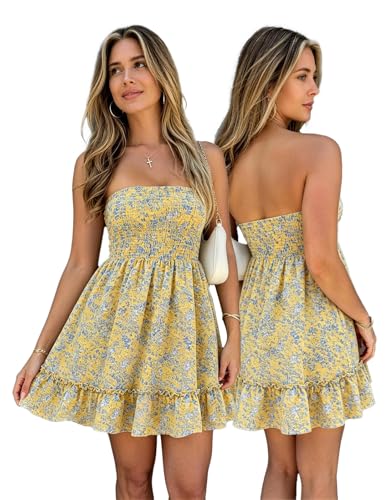 Image of EG CHRIS G Summer Dresses for Women Strapless Tube Top Mini Dresses Beach Boho Sundress 2025