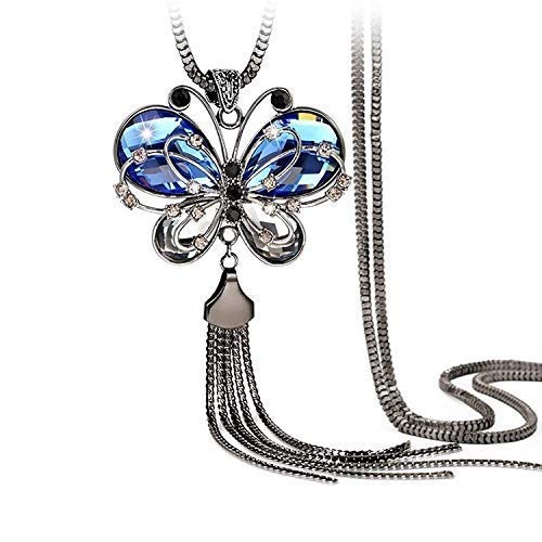 University Trendz Butterfly Design Long Chain Pendant Necklace for Girls and Women (Blue) (B093BYY6BS) Amazon Price History, Amazon Price Tracker