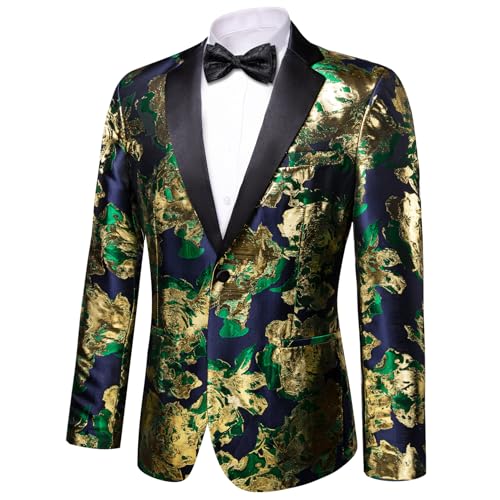 Image of Barry.Wang Mens Floral Blazer Suit Jacket Notched Lapel Casual Sport Coat