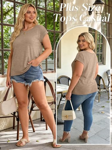 Image of Bliwov Womens Tops Lace Cap Sleeve T Shirts,Cute Trendy Casual,Beach Vacation Outfits,Summer Spring Fashion Clothes