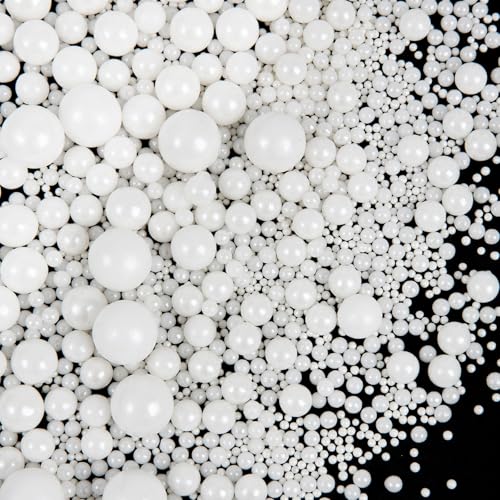 Image of Sprinkles, White Pearl Sprinkles, 130g /4.6oz Edible Pearls for Cake Decorating, Sugar Pearls Candy Baking Decorations, Cupcake Cookie Ice Cream Toppings, Wedding Party Supplies