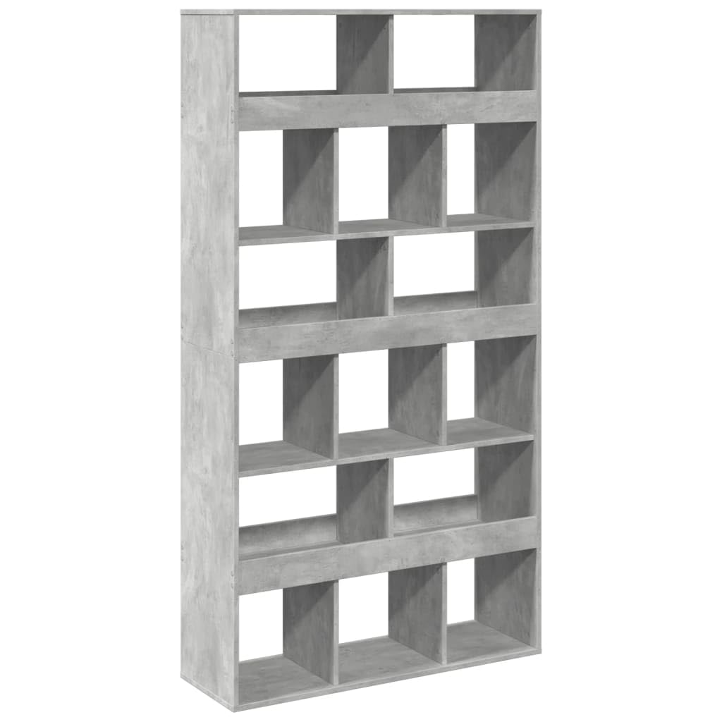 Ścianka działowa, betonowa, szara, wielofunkcyjny regał na książki do salonu, 100 x 33 x 187,5 cm, materiał drewnopochodny