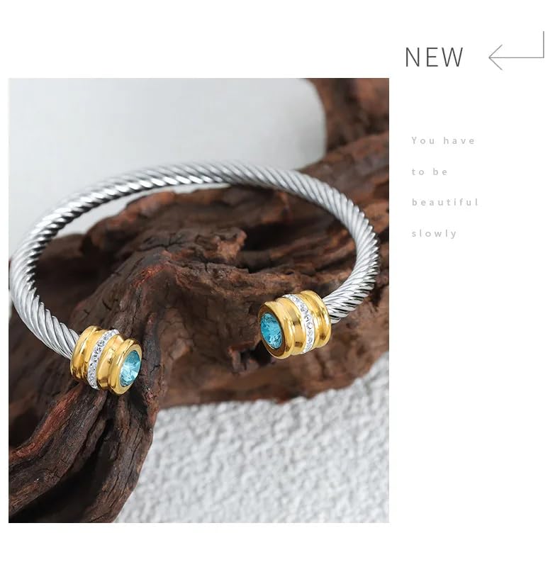 Multi Twisted Cable Wire Cross Bracelet For Women Men Classic Stainless Steel Fashion Stackable OPen Bangle Open Cuff Bangles Vintage Jewelry With Gemstone4