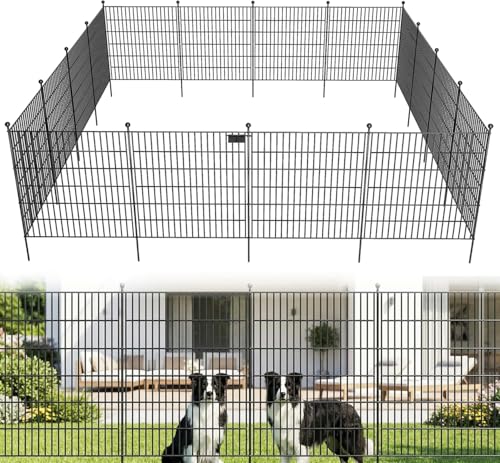 Image of Toolterritory 20 Panels No Dig Garden Fence with Gate | 33 in(H) X53 ft(L) Metal Fence Panels, Thickened Rustproof Garden Fencing, Animal Barrier Fence for Dogs