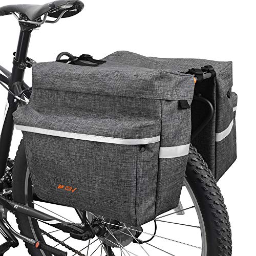 BV Bike Bag Bicycle Panniers with Adjustable Hooks, Carrying Handle, 3M Reflective Trim