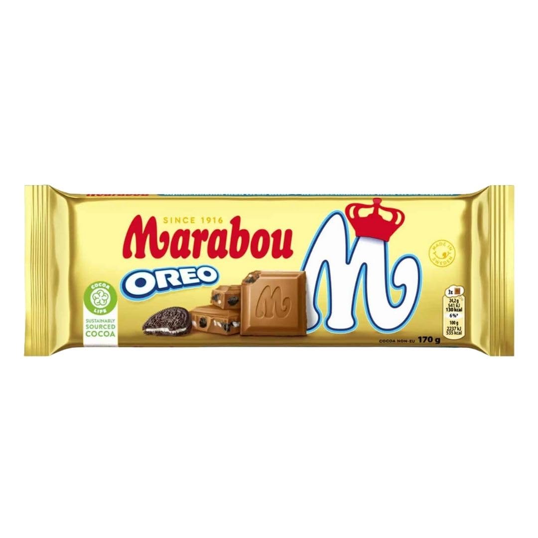 Marabou Oreo 10×170 g (insg. 1,70 kg) | Schwedische Milchschokolade mit Oreo-Keksstückchen | XXL-Vorrat | Cremig & knusprig | Tafelschokolade für Feiern, Office & Geschenke