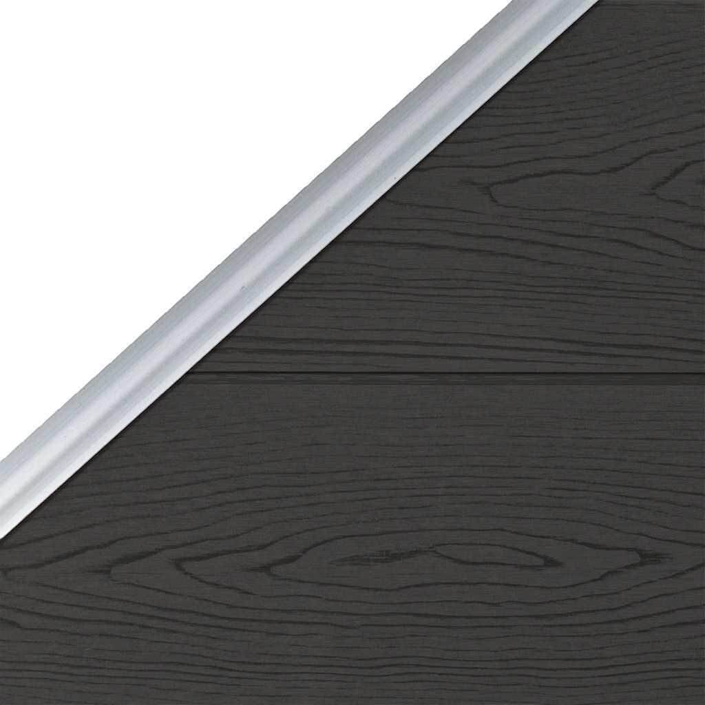 Zaunelement WPC Schwarz 95 x 105-180 cm mit Aluminium-Oberprofil, wetterfestes Gartenzaun Sichtschutz Paneel für Terrasse, Balkon, Vorgarten, langlebige Kunststoff-Holz-Verbundmaterial