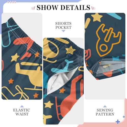 ZZXXB Helicopter and Star Boys Long Pants Soft Trousers Elastic Waist Kids Lounge Bottoms with Pockets S-XL4