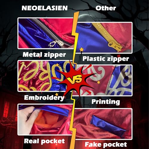 Neoelasien 11Pcs Halloween Harley Costumes Cosplay Set For Adult Women T-Shirt Jacket Shorts Adjustable Leather Puddin Rivets Choker Bracelet thumb #4