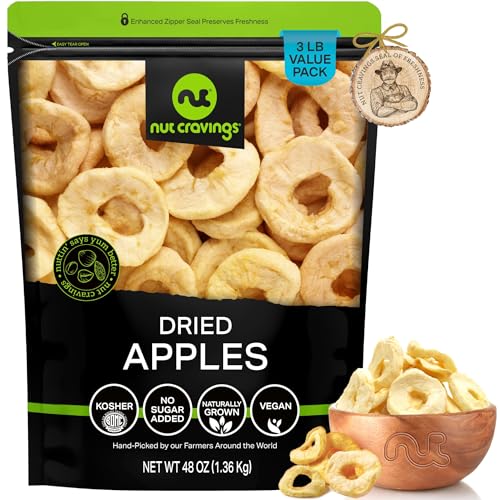 NUT CRAVINGS - Dried Apple Rings Slices, No Sugar Added (48oz, 3 LB)