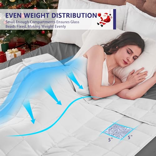 Image of yescool Weighted Blanket for Adults (20 lbs, 60 inch x 80 inch, White) Cooling Heavy Blanket for Sleeping Perfect for 190-210 lbs, Queen Size Breathable Blanket with Premium Glass Bead, Machine Washable