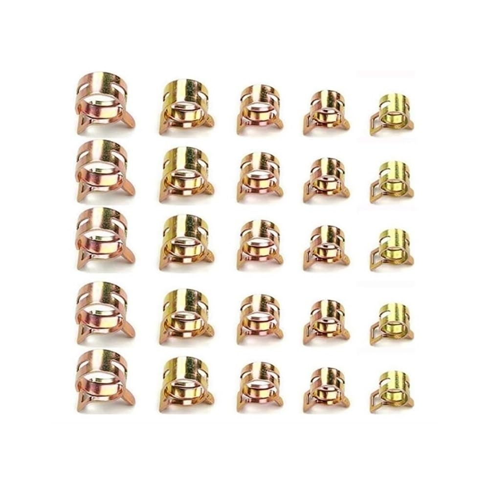 Abrazaderas de acero inoxidable para mangueras, 10/50/100PCS Abrazaderas de manguera con banda de resorte Clips de línea de combustible de metal Tubo de 5-22 mm(100pcs,20mm)
