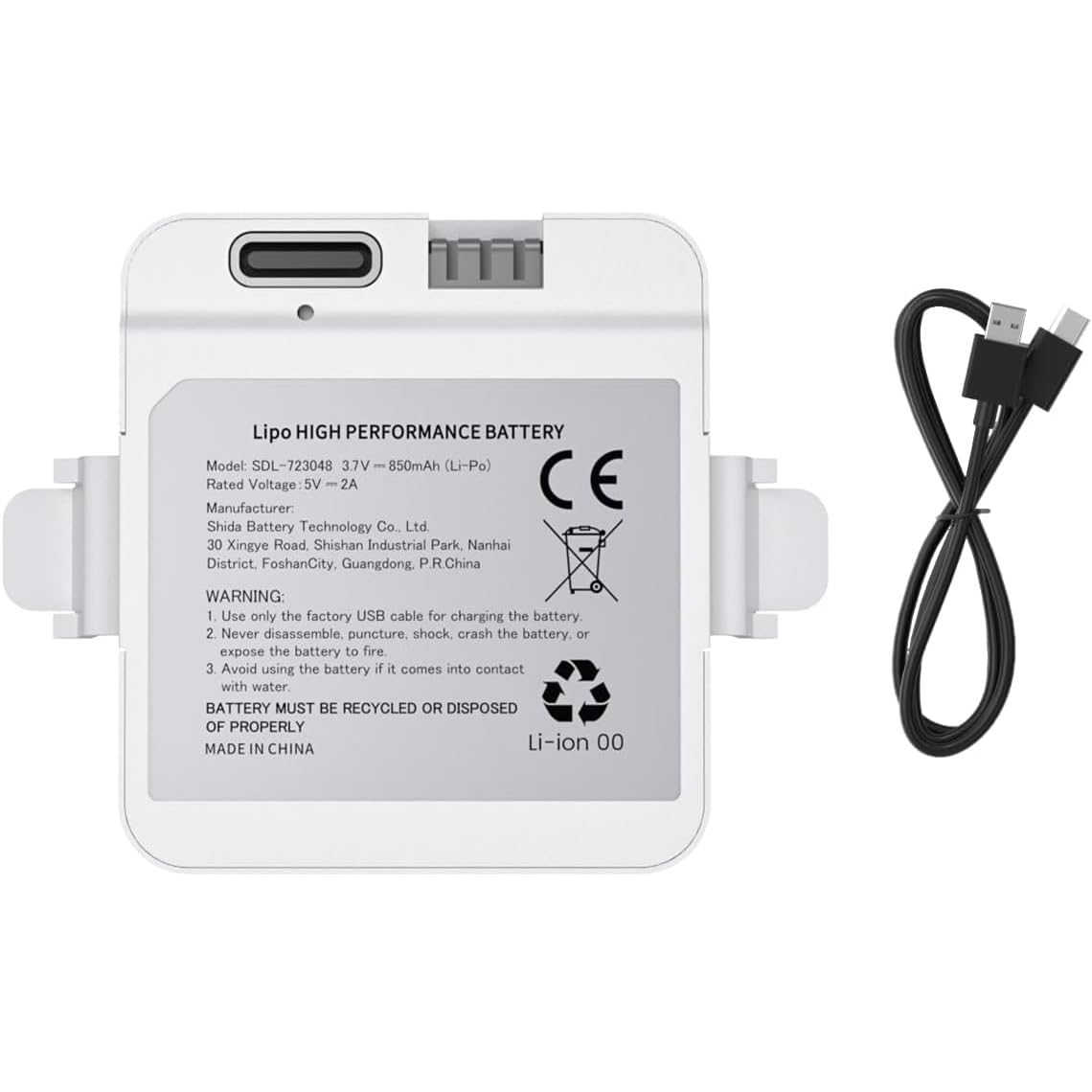 Ameta Morpho Drone Batteria, 3.7V 850mAh Li-po Batteria Ricaricabile, Cavo | Li-po Batteria Ricaricabile, Cavo USB