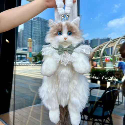 Image of Wise Guys Cat Shape Backpack Bag for Kids Girls with Sound, Realistic Cat Bag, Soft Plush Animal bag (Random Color)