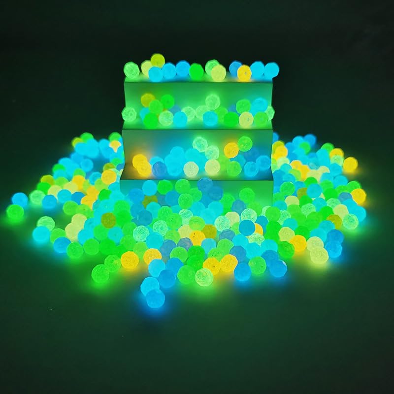 350Pcs Glow in The Dark Cute Sea Shell Animals Aquarium Beads UV Color Changing Beads Sun Sensitive Glowing Solar Luminous Beads Bulk for Home Aquarium Fish Tank Desktop Decoration(no Hole): 8mm Round Beads